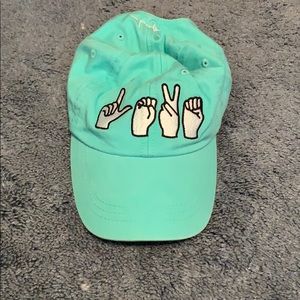 Teal "Love" hat (American Sign Languagr)